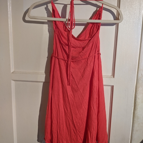 Belle Amie Toujours Coral Pink Halter Y2K Dress Small - Picture 3 of 5